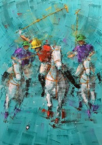 Zahid Saleem, 24 x 36 Inch, Acrylic on Canvas, Polo Painting, AC-ZS-148